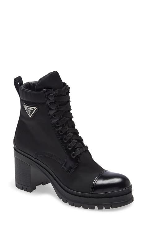 prada stretch knee high boots|prada block heel combat boots.